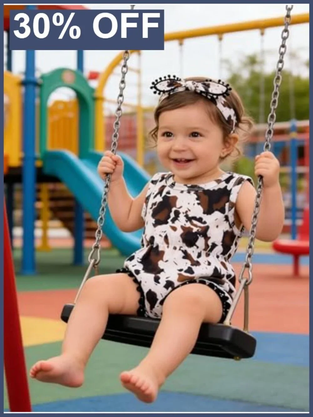 Baby Girl Romper with Headband Sleeveless 3D Print Outfit